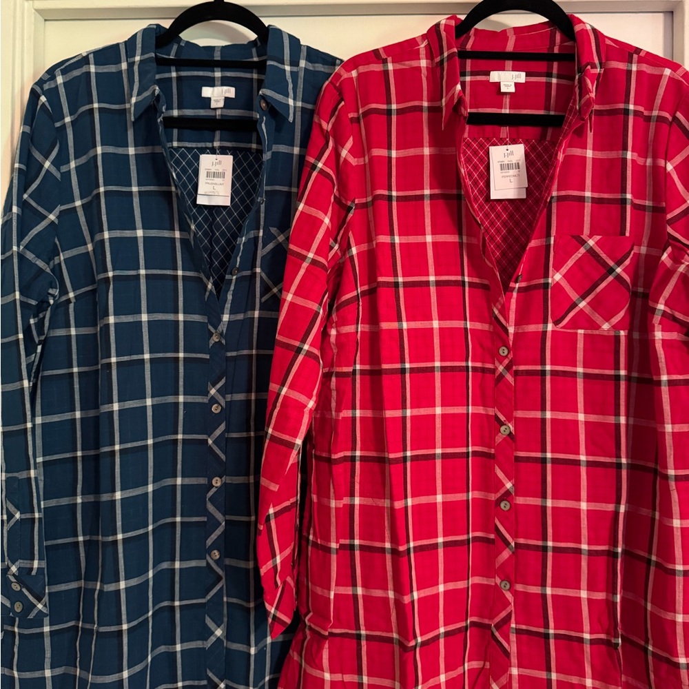 J. Jill Red or Blue Plaid Button-Up Shirt